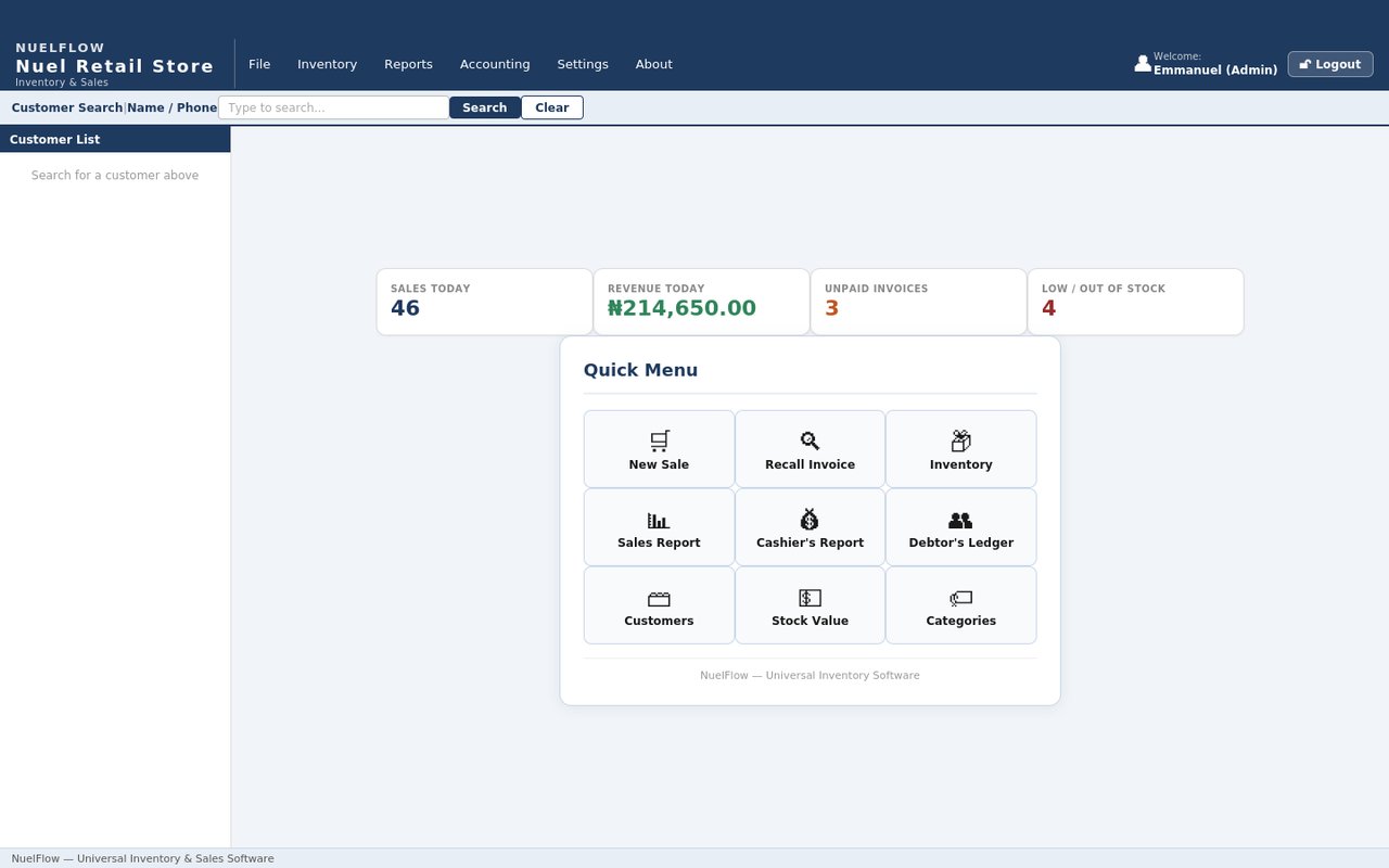 NuelFlow dashboard