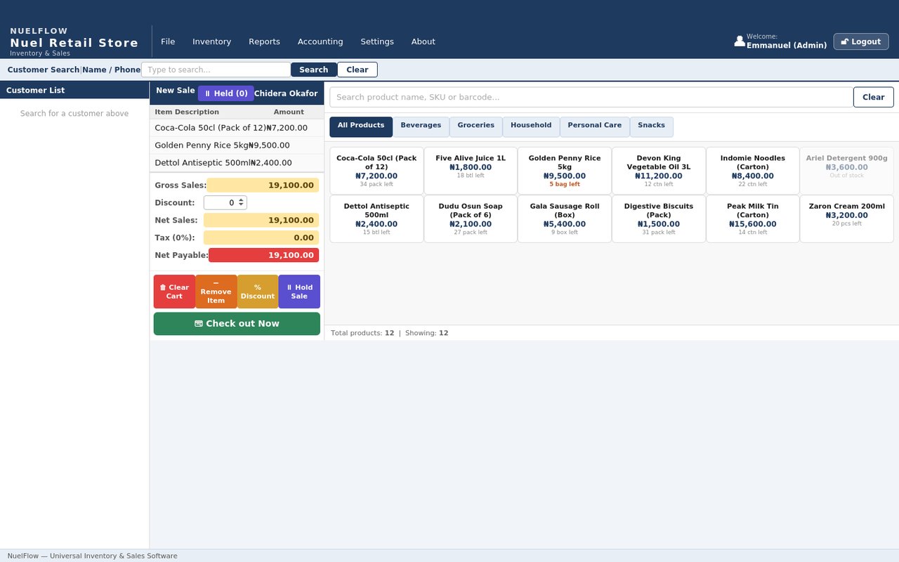 NuelFlow point of sale screen